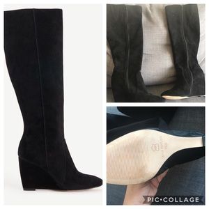 New Suede knee high wedge boots by Ann Taylor